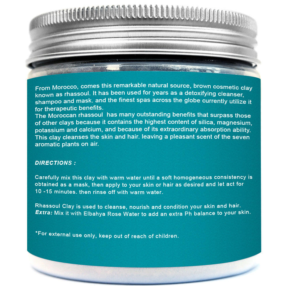 Moroccan Rhassoul with 7 Aromatic Plants Detox Clay Mask For Face & Hair