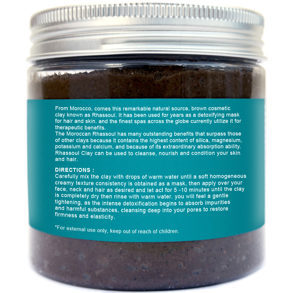 Moroccan Rhassoul Clay wIth Rose Water Detox Clay Mask For Face & Hair