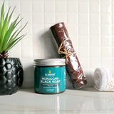 2 in 1 Moroccan Black Soap & Exfoliating Mitt with Olive & Eucalyptus Essential Oil 10.58 oz / 300g